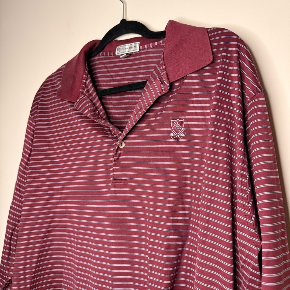PETER MILLAR Vintage Preppy Collegiate Red Embroidered Striped Polo Shirt - Picture 2 of 7